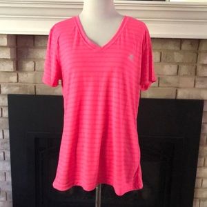 Adidas Climalite Pink V-Neck Short Sleeves Tee Shirt size Large